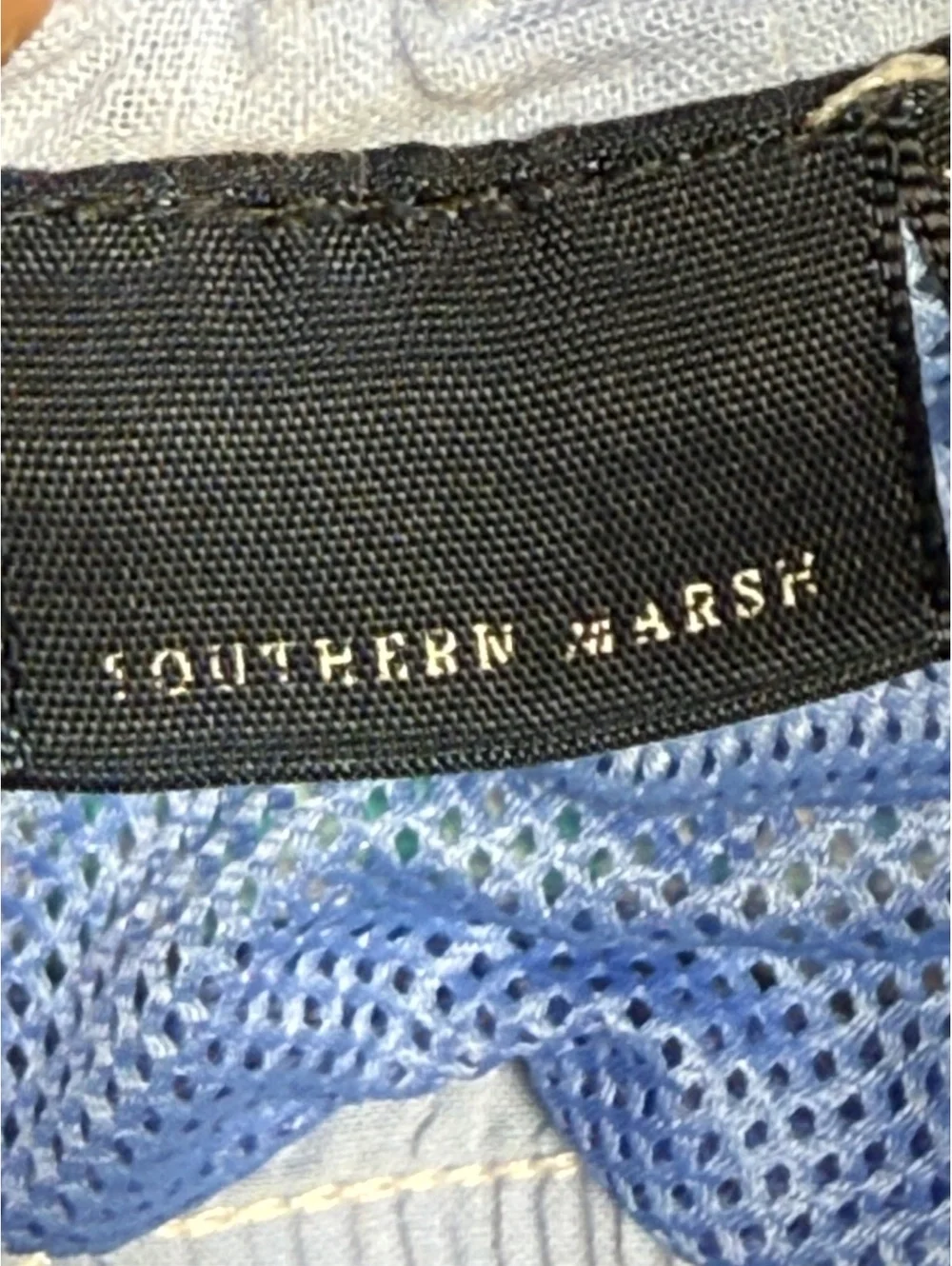 Southern Marsh Men's Large Blue and White Check Swim Trunks